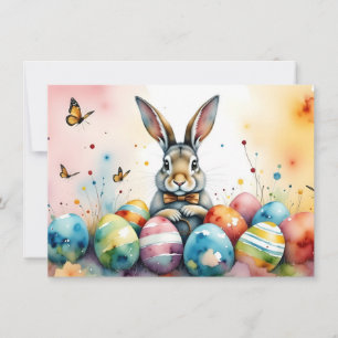 Coelhinho de Páscoa Fofo com Ovos Pintados Colorid