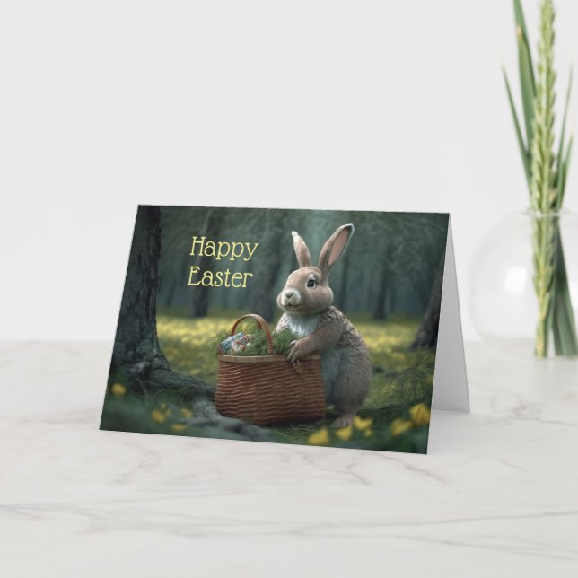 Coelhinho de Páscoa no Cartão de Páscoa do Woods (Frente)