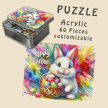 Coelhinho de Páscoa segurando ovos coloridos no ce