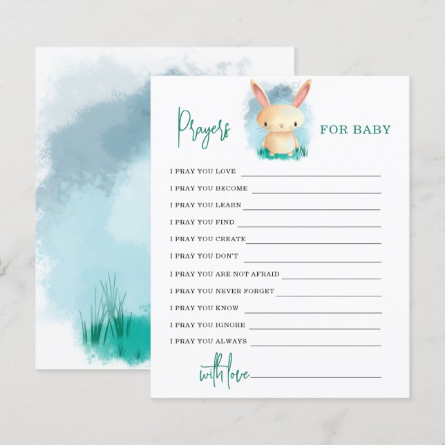Coelhinho - Orações para o cartão de bebê (Frente/Verso)