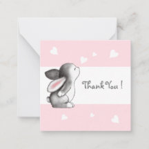 Coelhinhos De Corações Rosa Obrigado Cartões De No