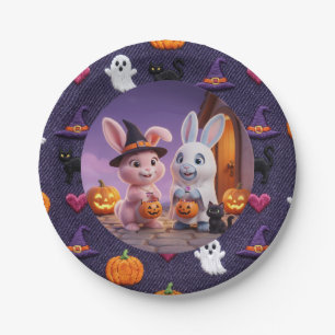 Coelhinhos de Halloween Fofos Prato de Papel de Do