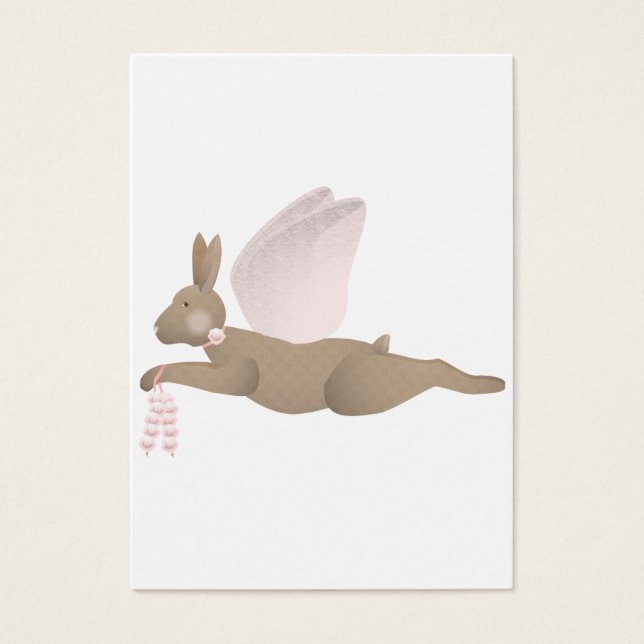 Coelho Anjo Castanho Com Asas Rosa (Frente)