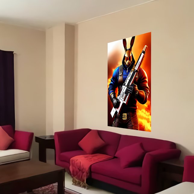 Coelho antropomórfico Soldado | AI Art Poster (Criador carregado)