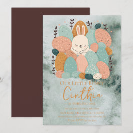 Coelho Aquarela Convite de Aniversário Verde Paste