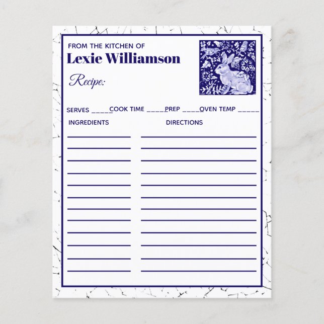 Coelho Azul Da Cozinha Do Dedham Personalizado (Frente)