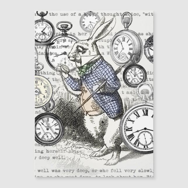 Coelho Branco Alice Relógios Arte Terra das Maravi (Frente)
