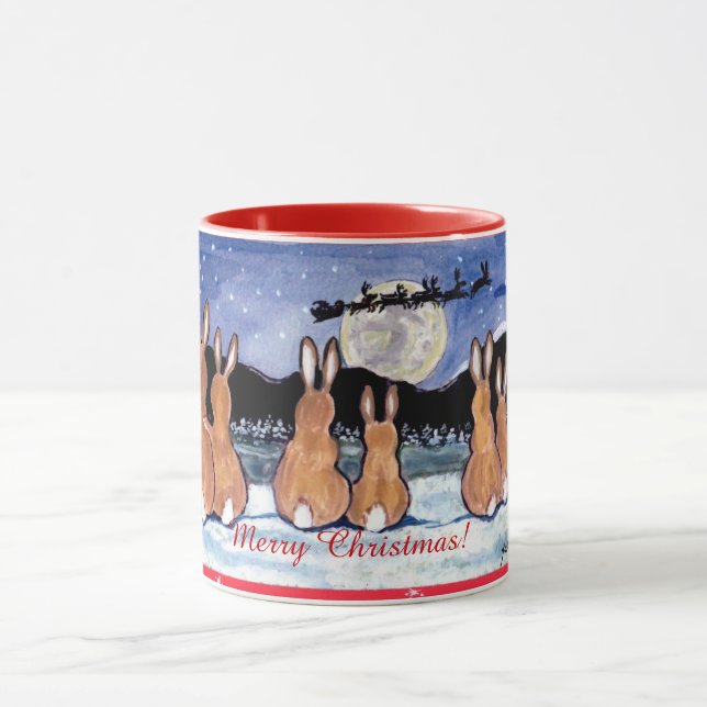 "Coelho caneca do design do Natal na lua", bonito! (Centro)