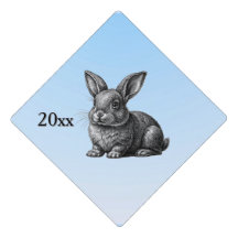 Coelho Cinza Fofo contra um Céu Azul c/ Ano