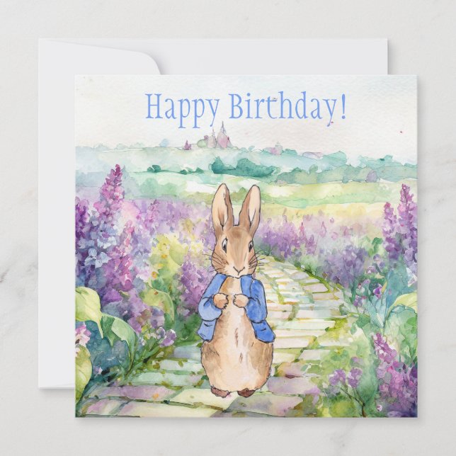 Coelho Clássico Lavanda Feliz Aniversário (Frente)