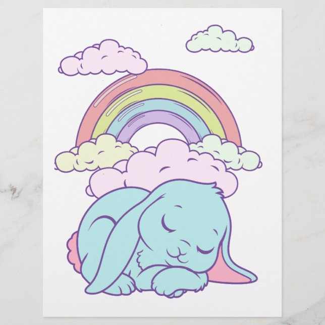 Coelho Coelho Arco-íris Desenho Kawaii Fofo (Frente)