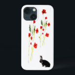 Coelho Coelho Vermelho<br><div class="desc">Um para amantes da natureza com belos papoilos vermelhos e um coelho preto giro,  da minha pintura de vidro original. ©Annabel Potter</div>