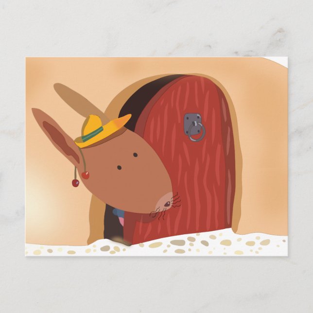 Coelho com cartão da cereja, bege claro (Frente)