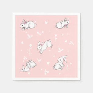 Coelho cor-de-rosa guardanapo de papel impressos