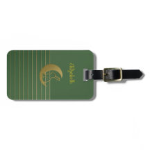 Coelho da Lua na Etiqueta de Bagagem Verde