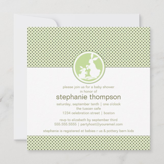 Coelho da mamã & convite modernos do chá de (Frente)