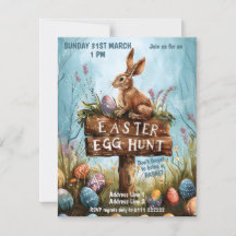 Coelho da Páscoa - Convite para Caça ao Ovo de Pás