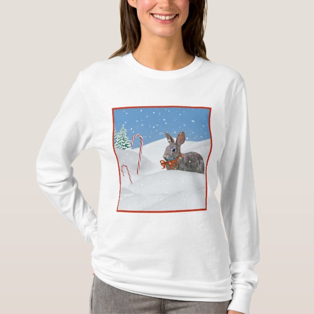 Coelho de coelho do Natal na camisa da neve (Frente)