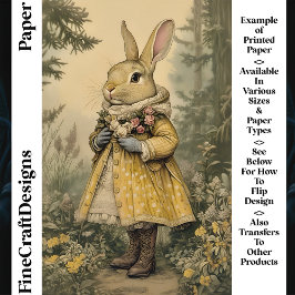 Coelho de Cottagecore, Flores CK5 Papel Escrapbook