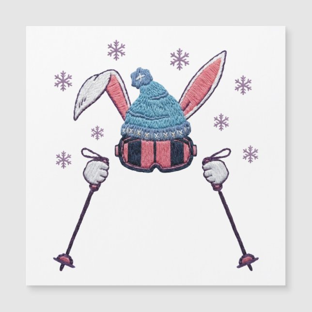Coelho de esqui de lã falsa humor de inverno (Frente)