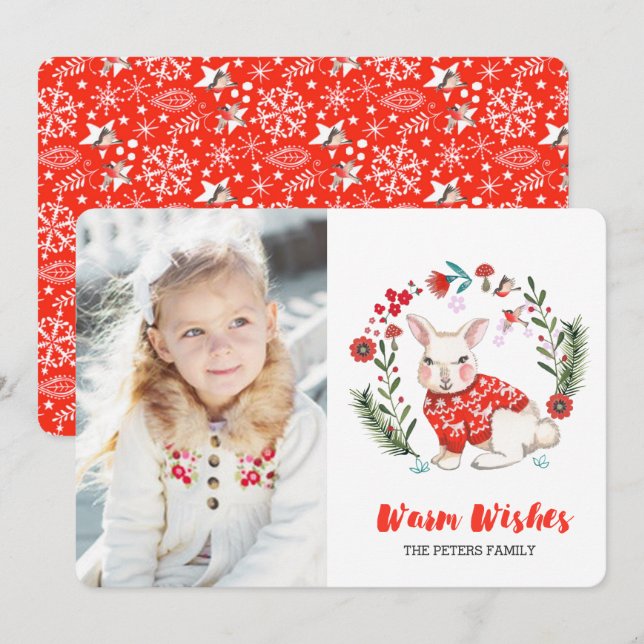 Coelho de Natal | Convites de Foto (Frente/Verso)
