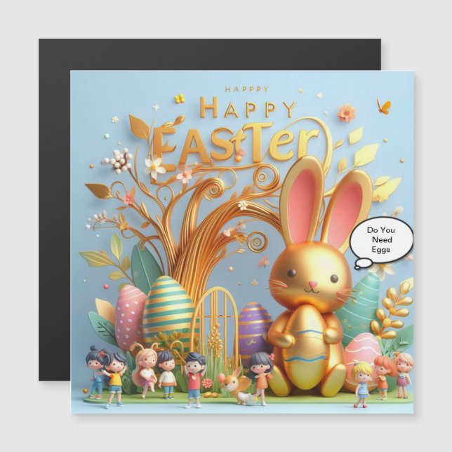 Coelho de Páscoa repleto de tons vibrantes (Frente/Verso)