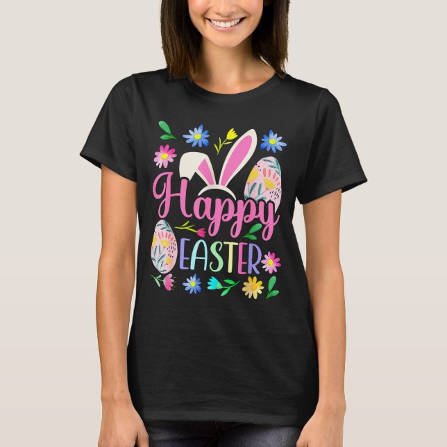 Coelho feliz da Páscoa camisetas da Páscoa da prim (Frente)
