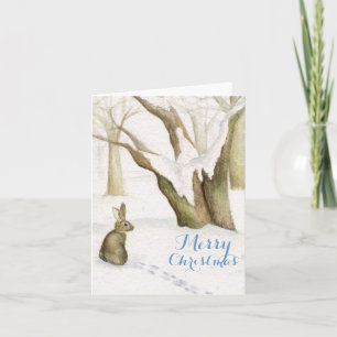 Coelho na floresta de neve: aquarela Cartão de Nat