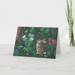 "Coelho na Floresta". (Detalhes do Coelho) Cartão