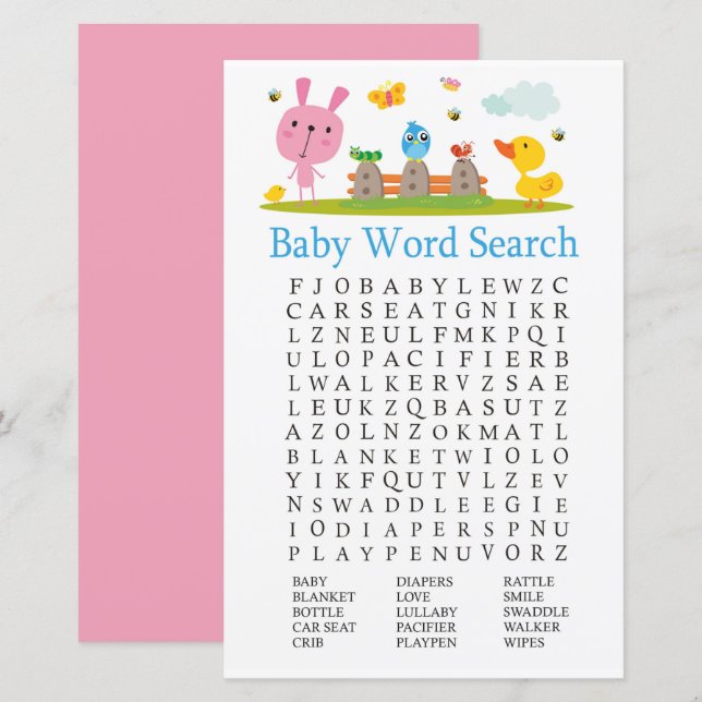 Coelho rosa engraçado Jogo de palavras de bebê (Frente/Verso)