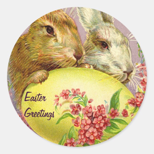 Coelhos da Páscoa e Adesivos Antigos de Ovos (Frente)