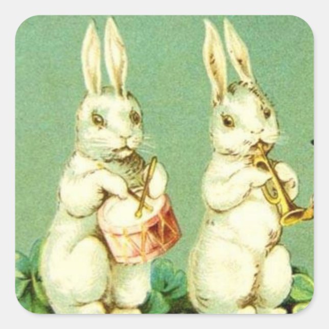 COELHOS DA PÁSCOA TOCANDO INSTRUMENTOS ADESIVOS QU (Frente)