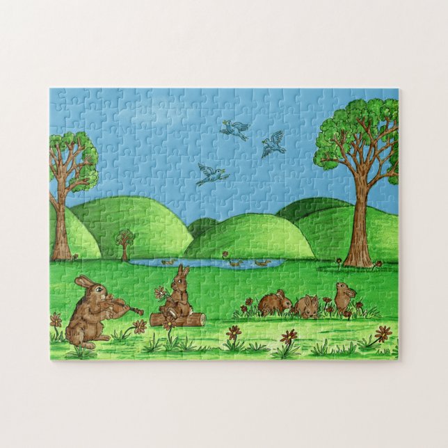 Coelhos de Cachorro Quebra-cabeça com Caixa de Pre (Horizontal)