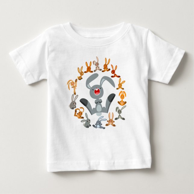 Coelhos de Cartoon Bonitos Mandala Bebê T-Shirt (Frente)