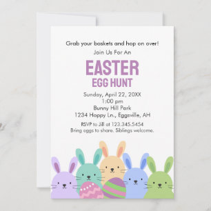 Coelhos de Páscoa e Convite para Caça aos Ovos