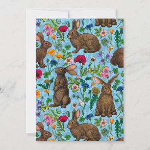 Coelhos e flores silvestres