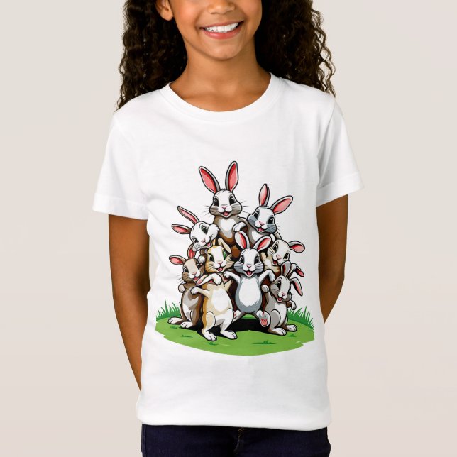 Coelhos lúcidos Pulando Design de Camisa T (Frente)