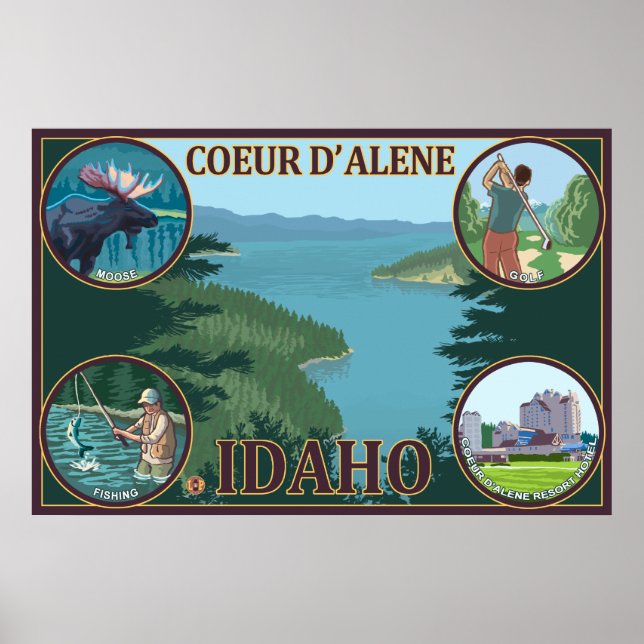 Coeur D'Alene, Poster de viagens de IdahoScenic (Frente)