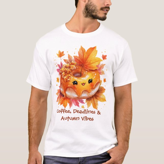 Coffee & Autumn Vibes Donut T-Shirt (Frente)