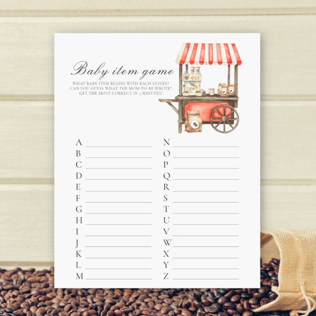 Coffee baby shower Baby Item Game (Criador carregado)