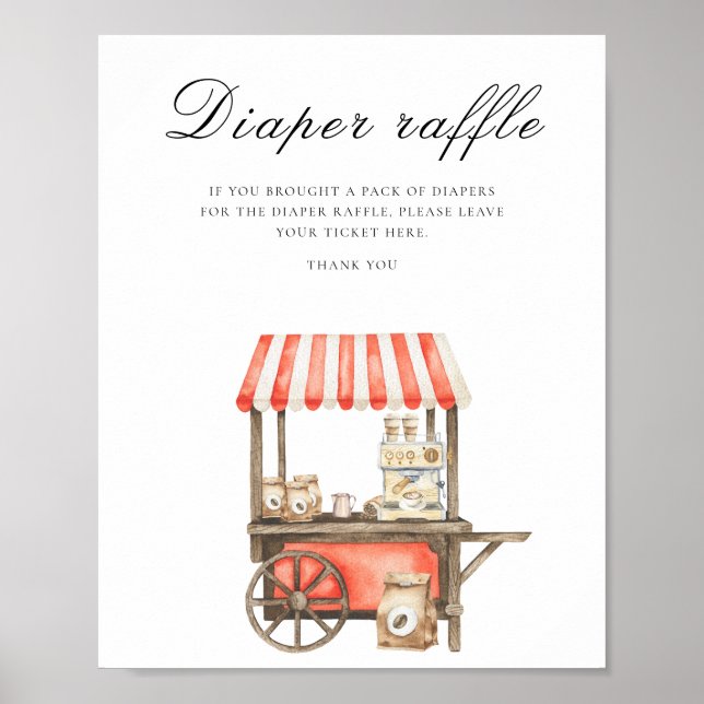 Coffee baby shower - diaper raffle poster (Frente)