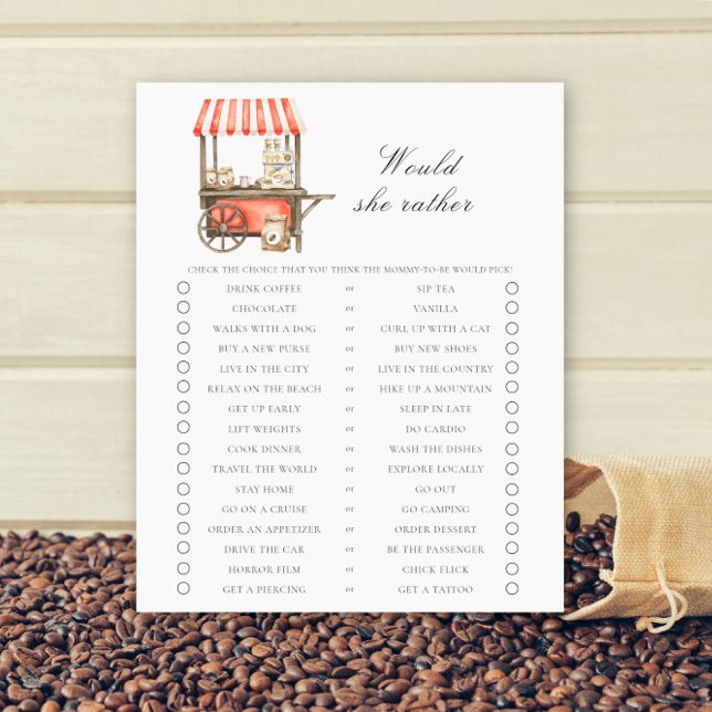 Coffee cart Baby shower Would she rather (Criador carregado)
