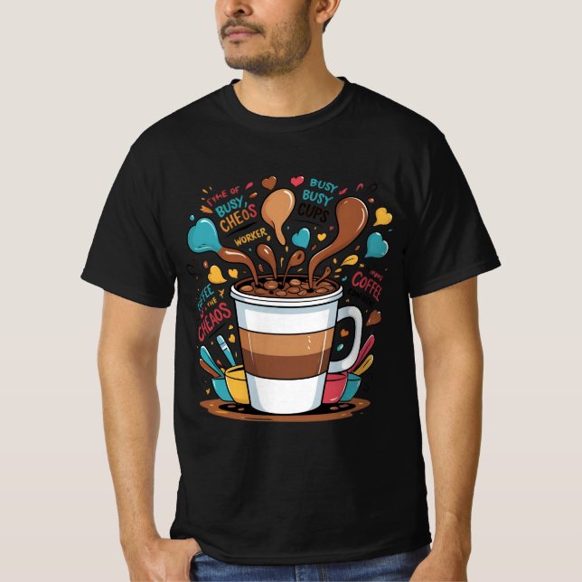 Coffee Chaos & Confidence T-Shirt – Funny Motivati (Frente)