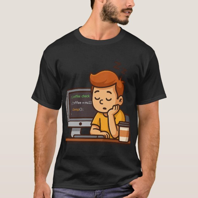 Coffee Check – Funny Programmer T-Shirt (Frente)