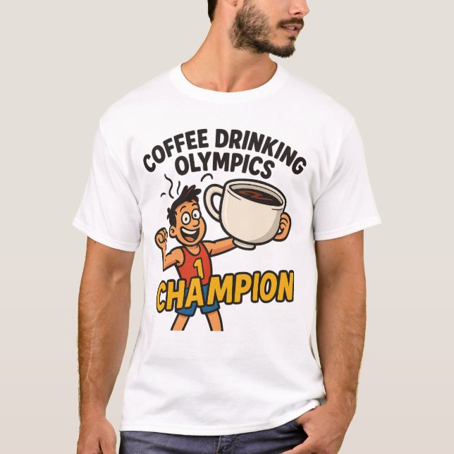 Coffee Drinking Olympics T-Shirt - Caffeine  (Frente)