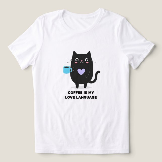 Coffee Lover Cat T-Shirt - Unisex Cat Lover Tee (Design frontal)