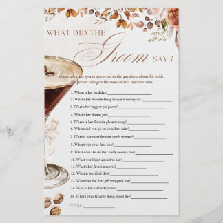 Coffee Martini What Groom Say Bridal Shower Game