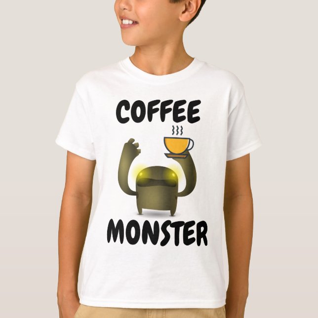 COFFEE MONSTER Funny Kids T-shirts (Frente)