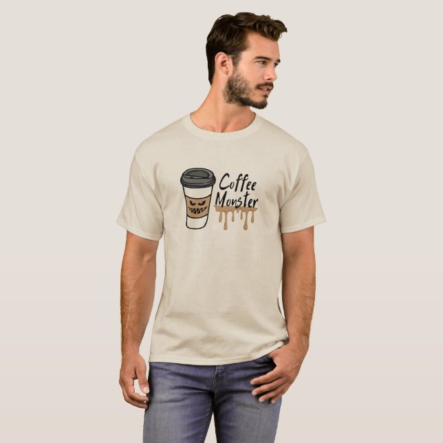 Coffee Monster Men's T-Shirt – Caffeine Addict Tee (Frente Completa)