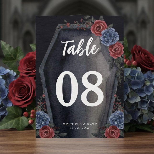 Coffin Floral Gothic Wedding Table Number (Criador carregado)
